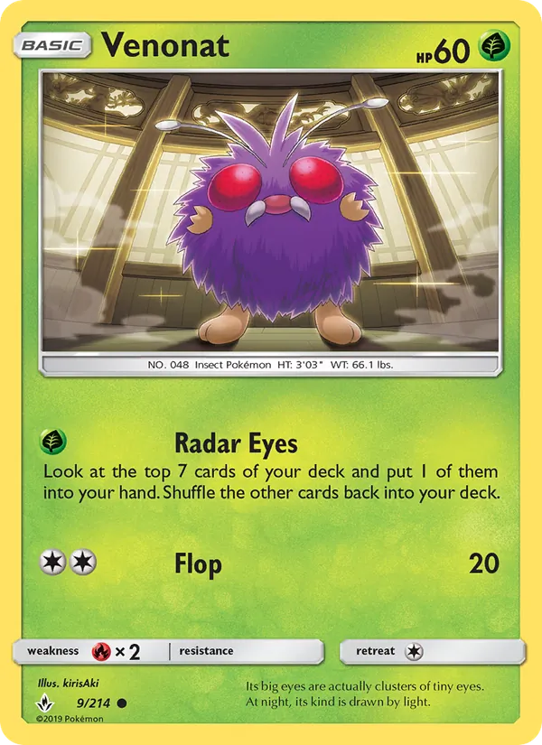 Venonat card from Unbroken Bonds, number 9/214