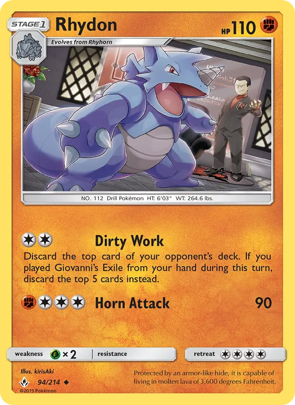 Kartu Rhydon dari Unbroken Bonds, nomor 94/214