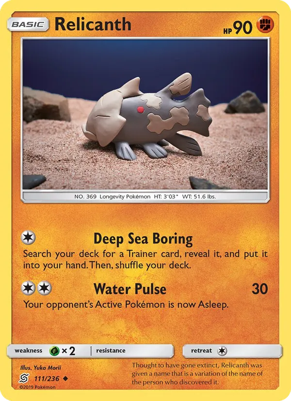 Relicanth card from Unified Minds, number 111/236