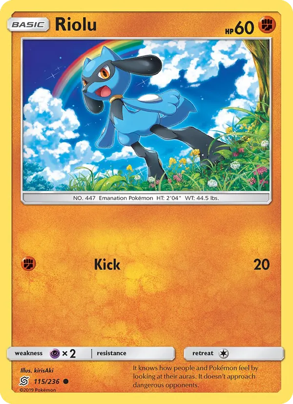 Riolu card from Unified Minds, number 115/236