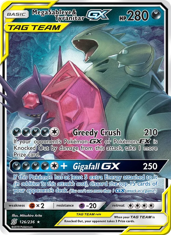Mega Sableye & Tyranitar GX card from Unified Minds, number 126/236
