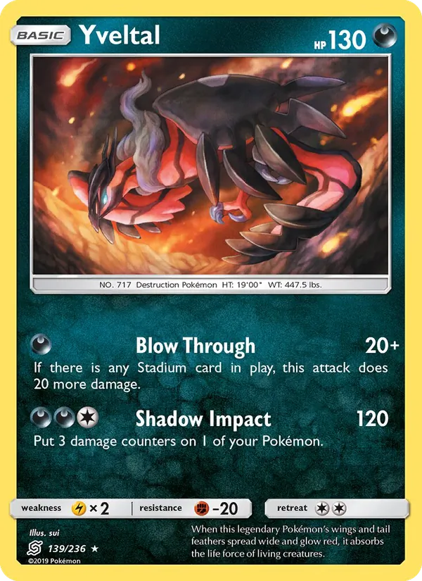 Yveltal card from Unified Minds, number 139/236