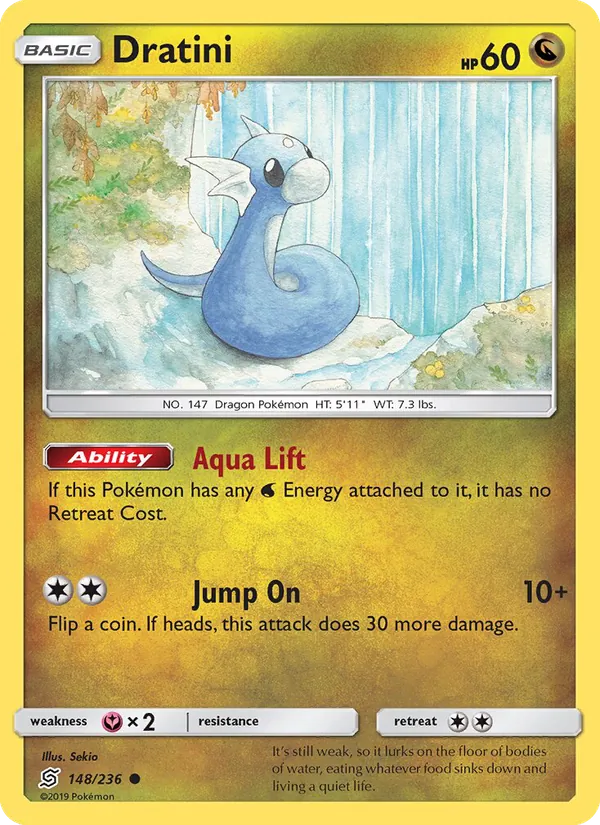 Dratini card from Unified Minds, number 148/236