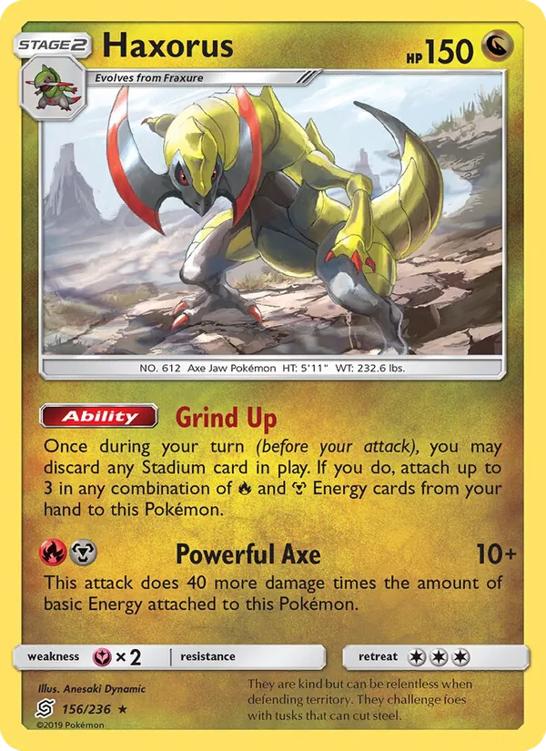 Haxorus card from Unified Minds, number 156/236