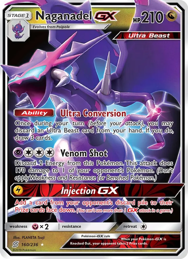 Naganadel GX card from Unified Minds, number 160/236