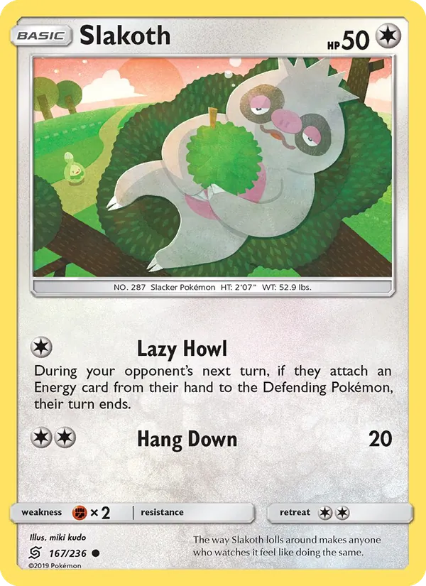 Slakoth card from Unified Minds, number 167/236