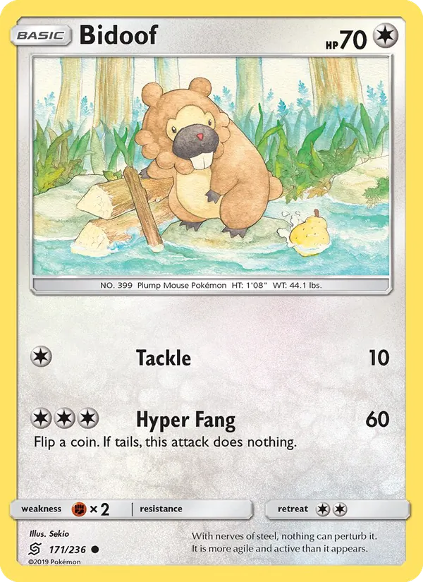 Bidoof card from Unified Minds, number 171/236