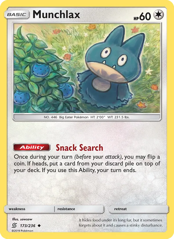 Munchlax card from Unified Minds, number 173/236