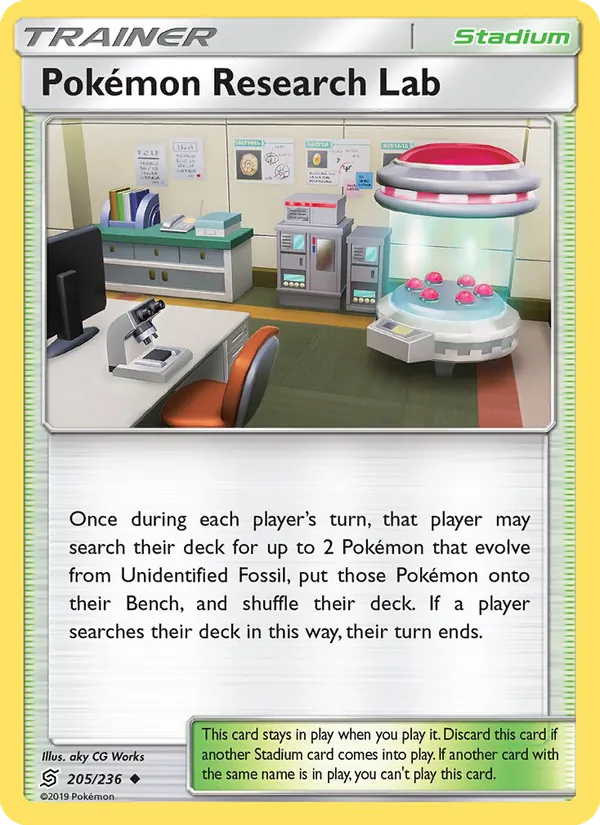 Pokémon Research Lab card from Unified Minds, number 205/236