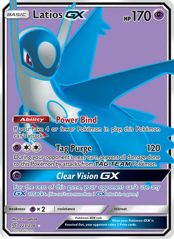 Latios GX card from Unified Minds, number 223/236