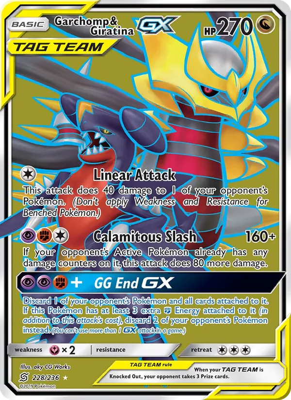 Garchomp & Giratina GX card from Unified Minds, number 228/236