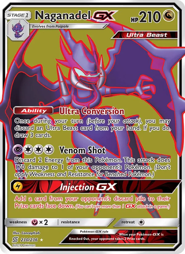 Naganadel GX card from Unified Minds, number 230/236