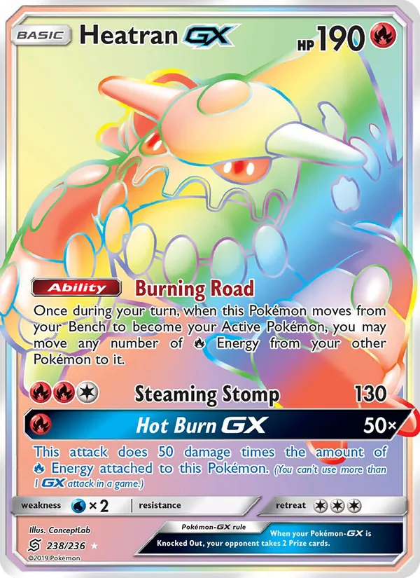 Heatran GX card from Unified Minds, number 238/236