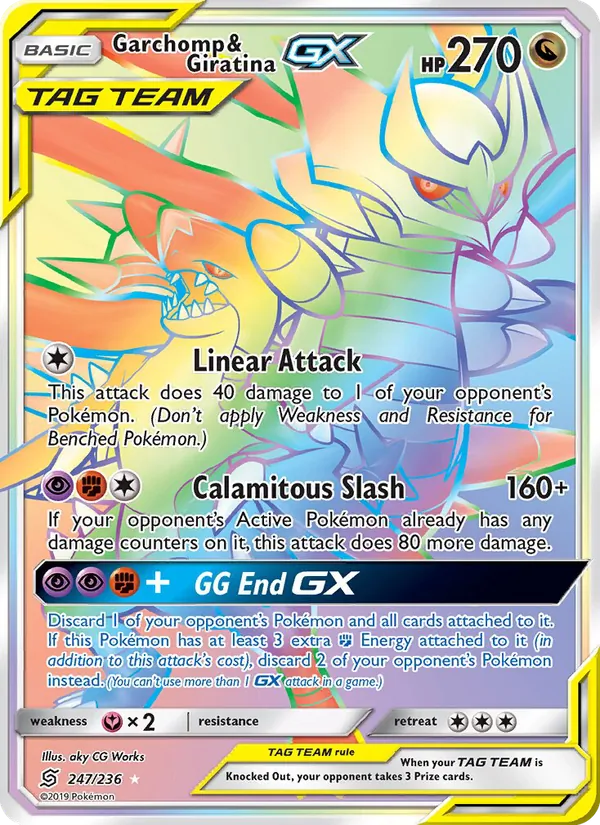 Garchomp & Giratina GX card from Unified Minds, number 247/236