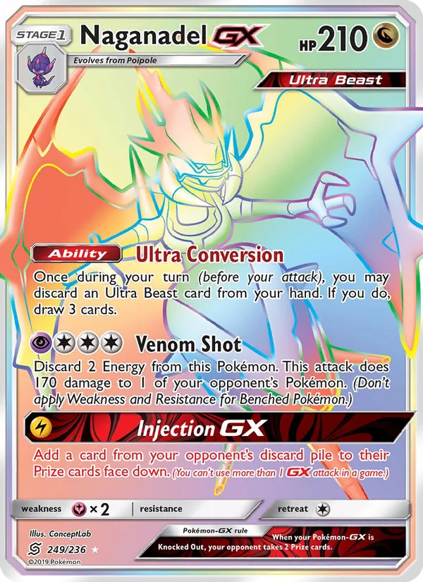 Naganadel GX card from Unified Minds, number 249/236