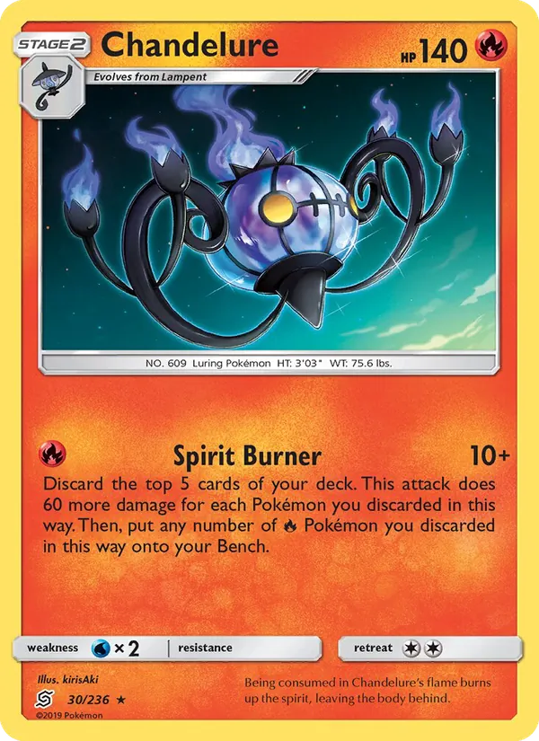 Chandelure card from Unified Minds, number 30/236