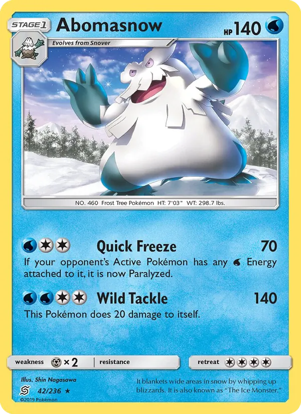 Abomasnow card from Unified Minds, number 42/236