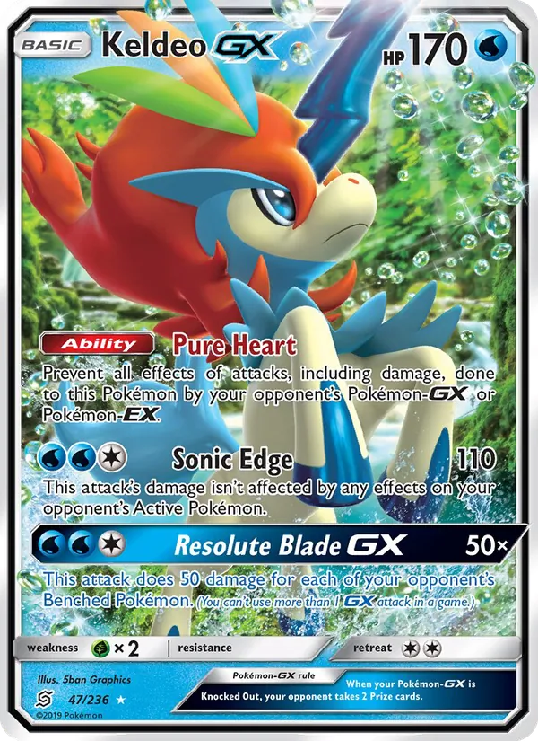 Keldeo GX card from Unified Minds, number 47/236