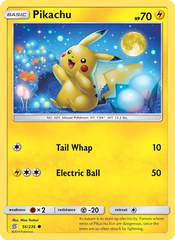 Pikachu card from Unified Minds, number 56/236
