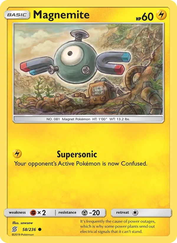 Magnemite card from Unified Minds, number 58/236