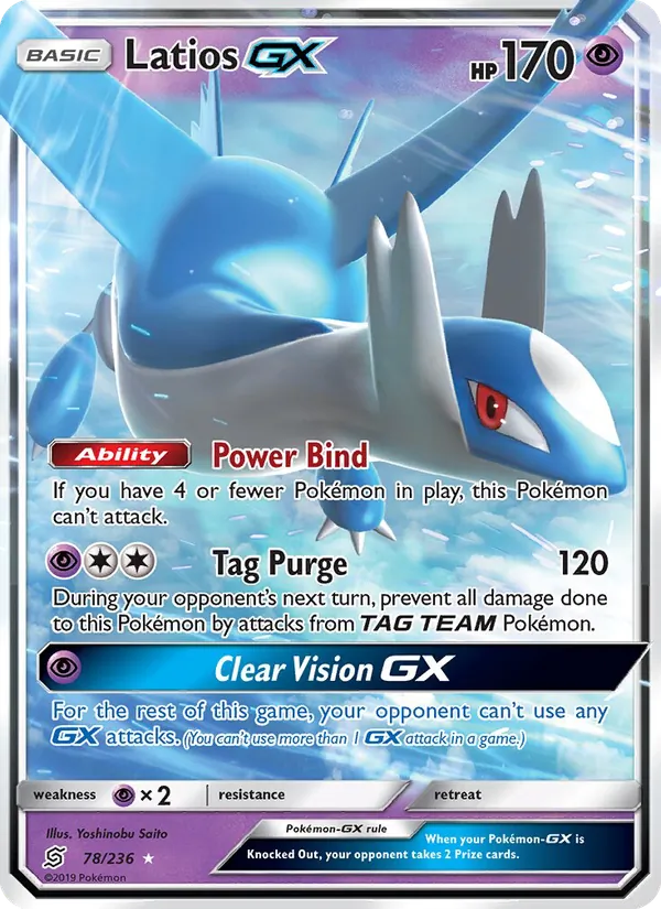 Latios GX card from Unified Minds, number 78/236