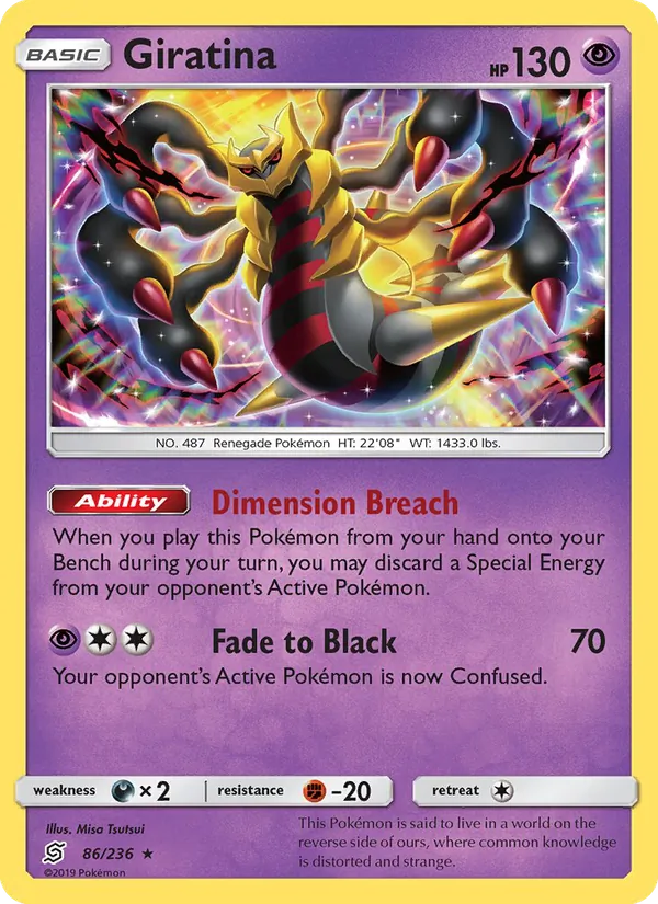 Giratina card from Unified Minds, number 86/236