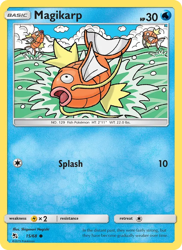 Magikarp card from Hidden Fates, number 15/68