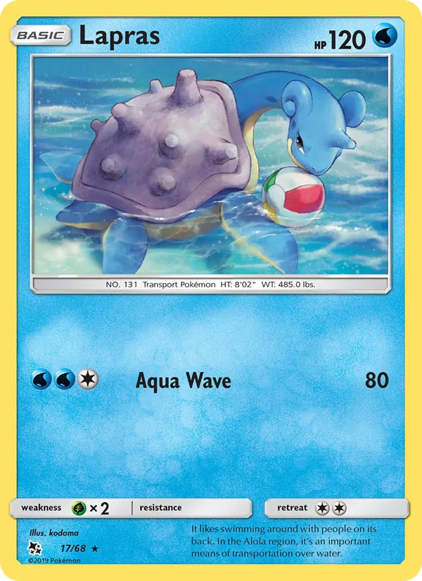 Lapras card from Hidden Fates, number 17/68