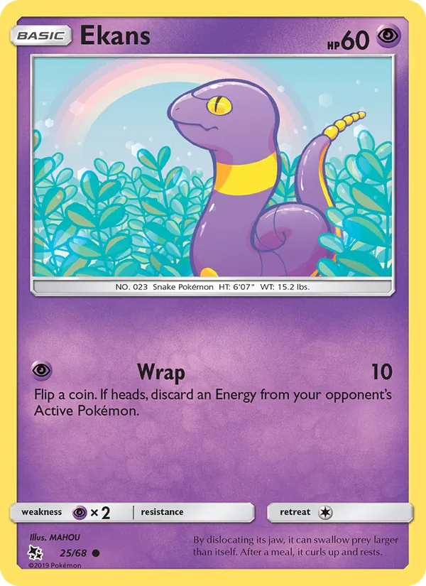 Ekans card from Hidden Fates, number 25/68