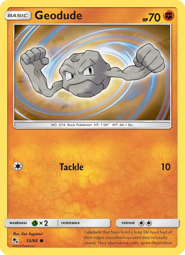 Geodude card from Hidden Fates, number 33/68