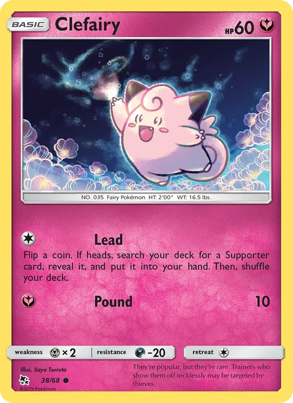 Clefairy card from Hidden Fates, number 38/68