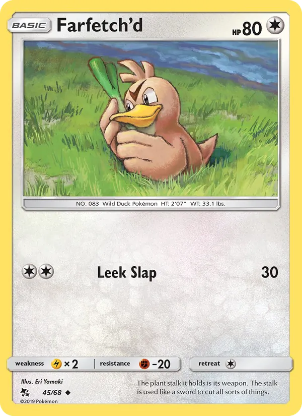 Farfetch’d card from Hidden Fates, number 45/68