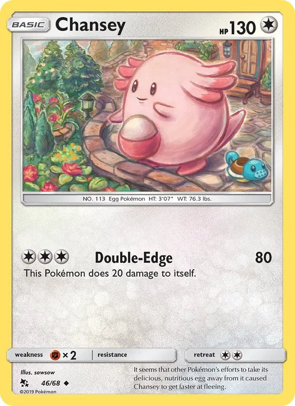 Chansey card from Hidden Fates, number 46/68