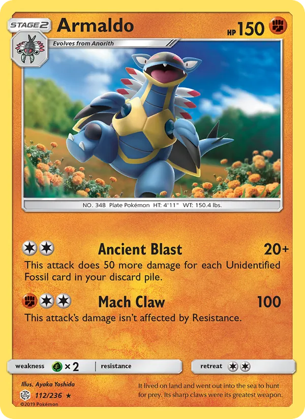 Armaldo card from Cosmic Eclipse, number 112/236
