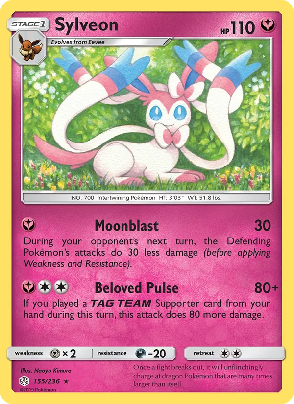 Sylveon card from Cosmic Eclipse, number 155/236