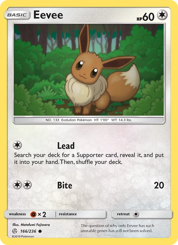Eevee card from Cosmic Eclipse, number 166/236