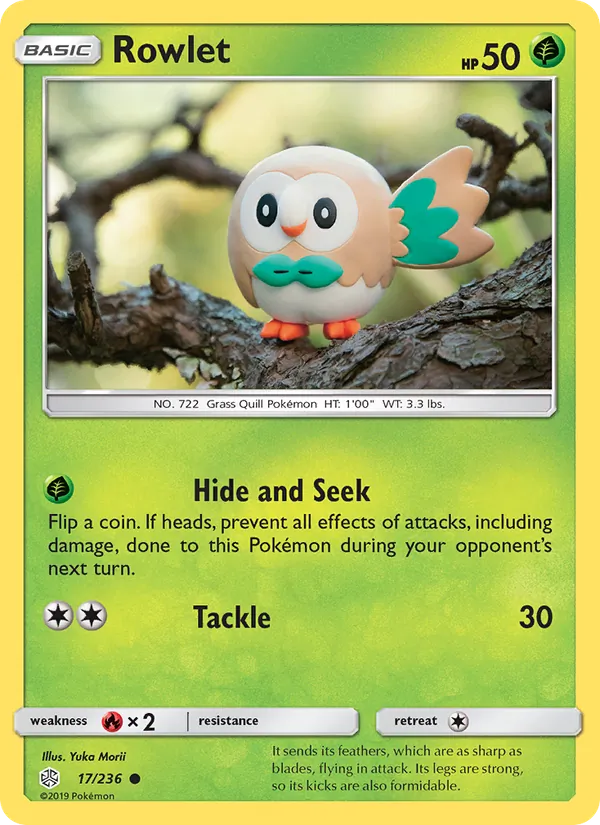 Rowlet card from Cosmic Eclipse, number 17/236