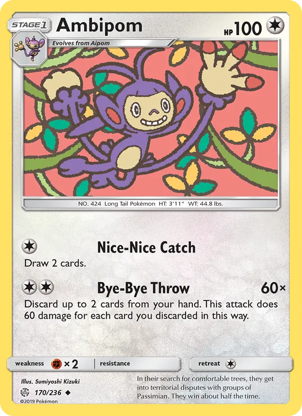 Ambipom card from Cosmic Eclipse, number 170/236
