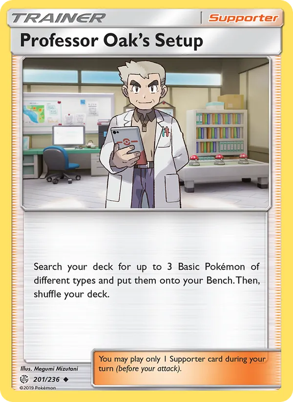 Professor Oak’s Setup card from Cosmic Eclipse, number 201/236