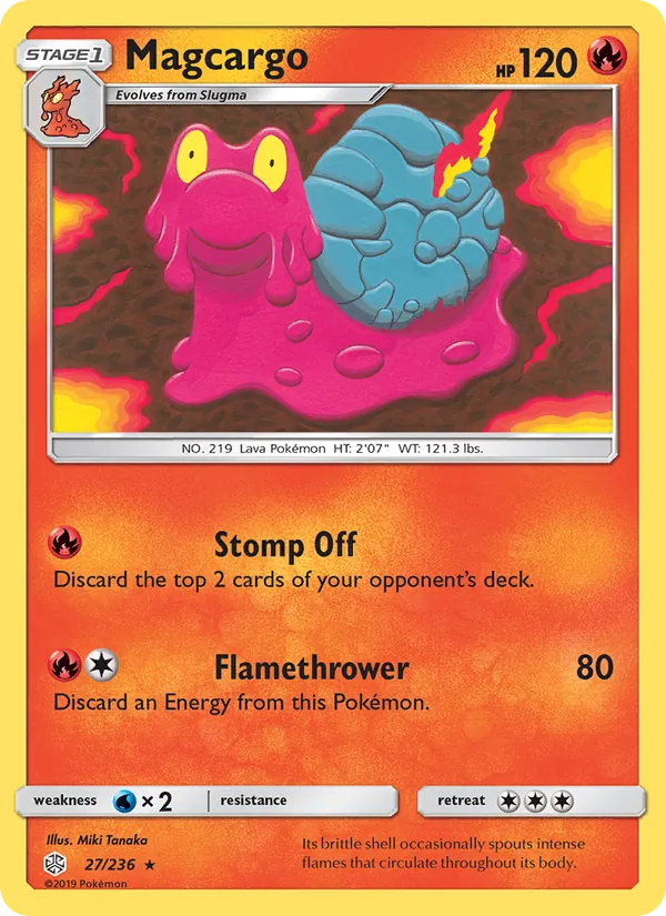 Magcargo card from Cosmic Eclipse, number 27/236