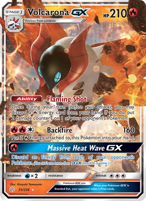Volcarona GX card from Cosmic Eclipse, number 35/236