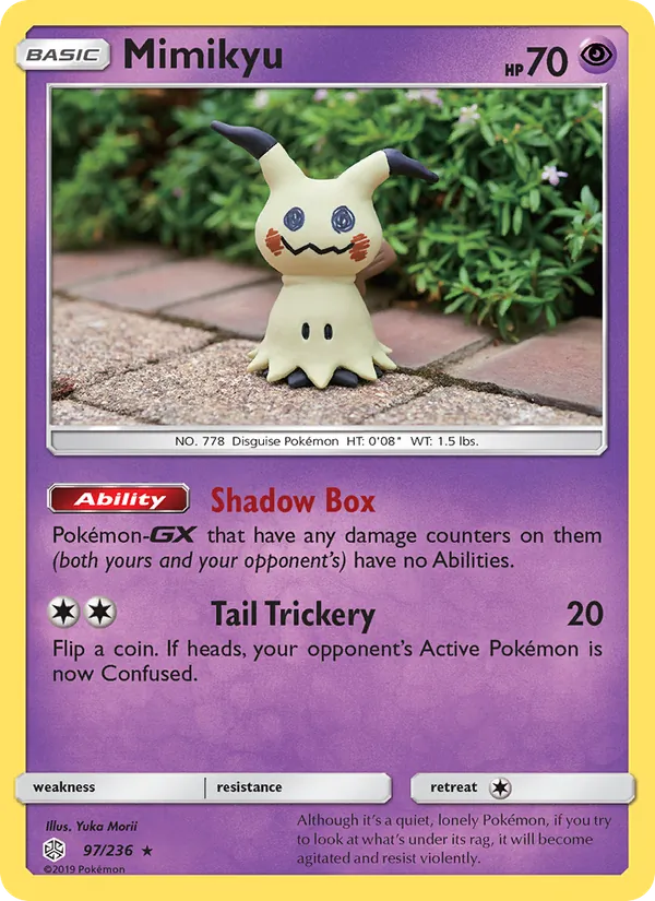 Mimikyu card from Cosmic Eclipse, number 97/236