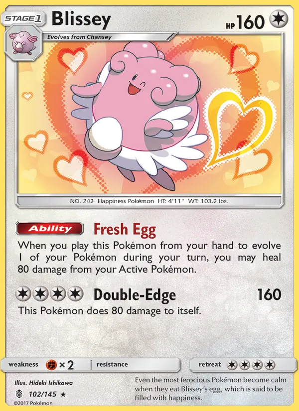 Kaart Blissey uit Guardians Rising, nummer 102/145