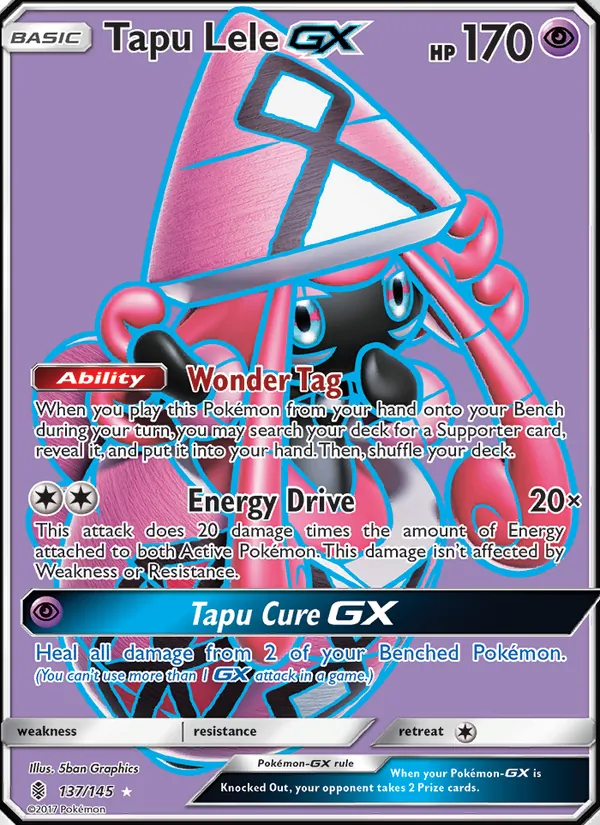 Tapu Lele GX card from Guardians Rising, number 137/145