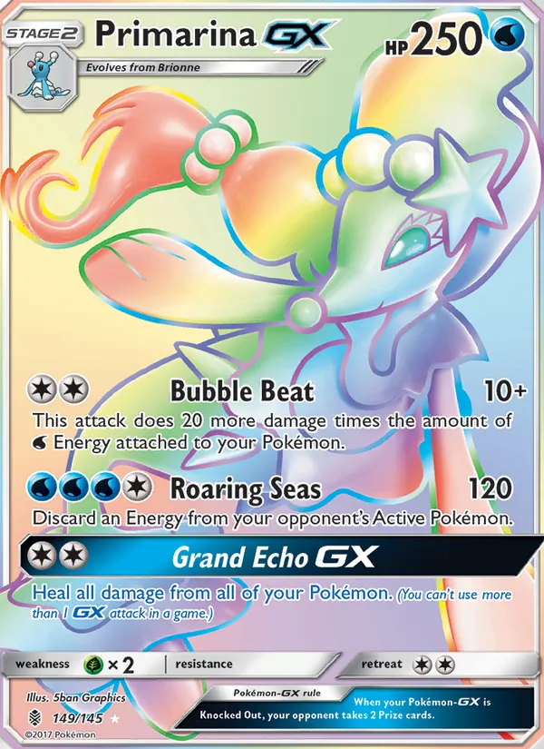 Primarina GX card from Guardians Rising, number 149/145