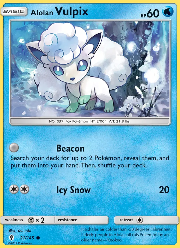 Kaart Alolan Vulpix uit Guardians Rising, nummer 21/145