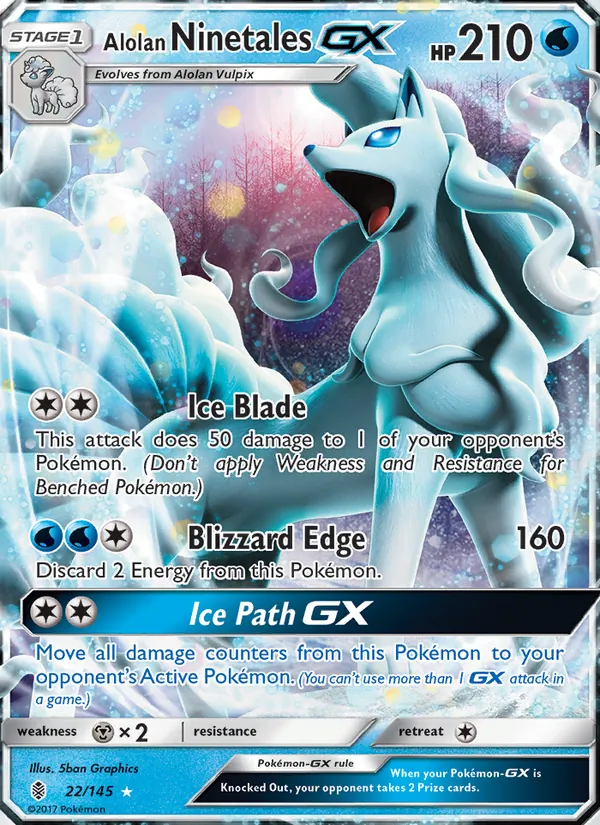 Kartu Alolan Ninetales GX dari Guardians Rising, nomor 22/145