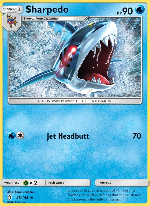Kaart Sharpedo uit Guardians Rising, nummer 28/145