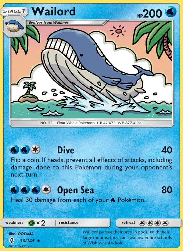 Kaart Wailord uit Guardians Rising, nummer 30/145