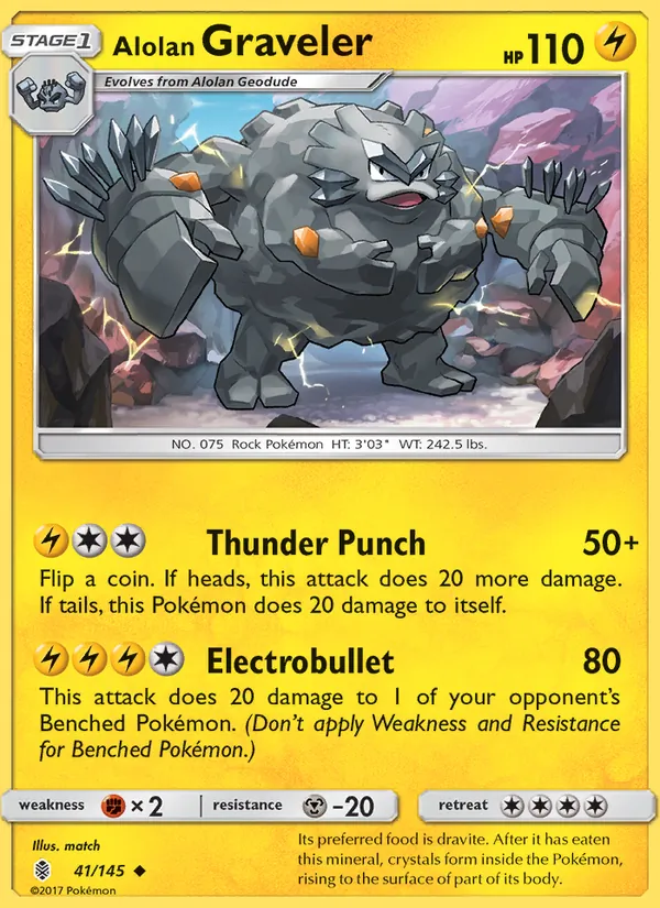 Kartu Alolan Graveler dari Guardians Rising, nomor 41/145